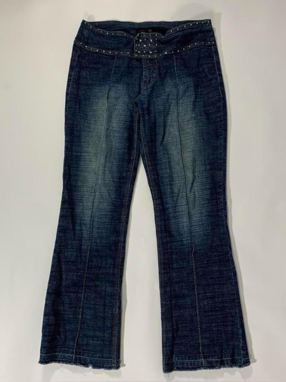 Vigoss rhinestone wide waistband flare jeans dark wash mcbling 13/14 Vintage